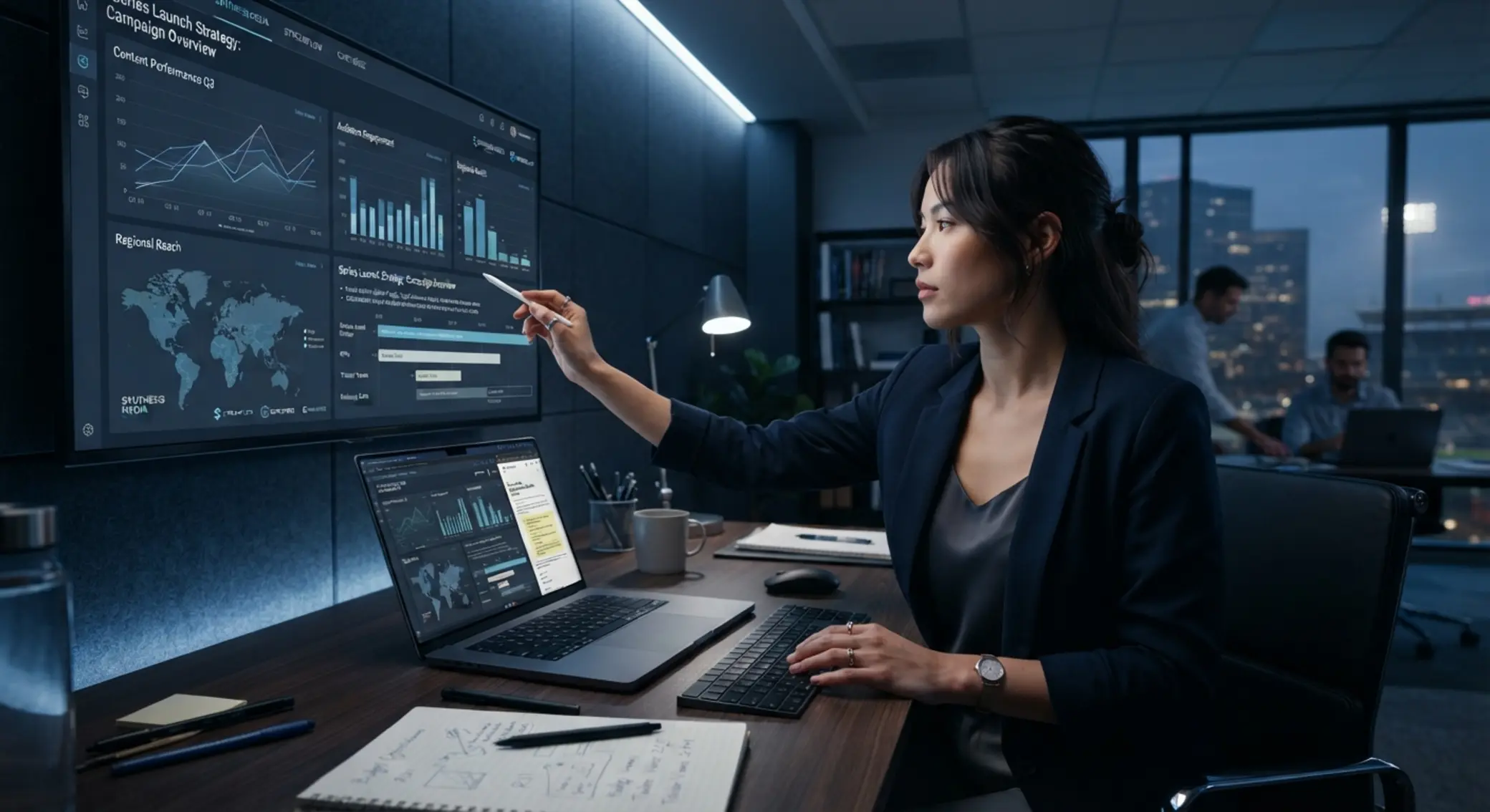 Marketingová strategička pracující s daty a obsahovým dashboardem