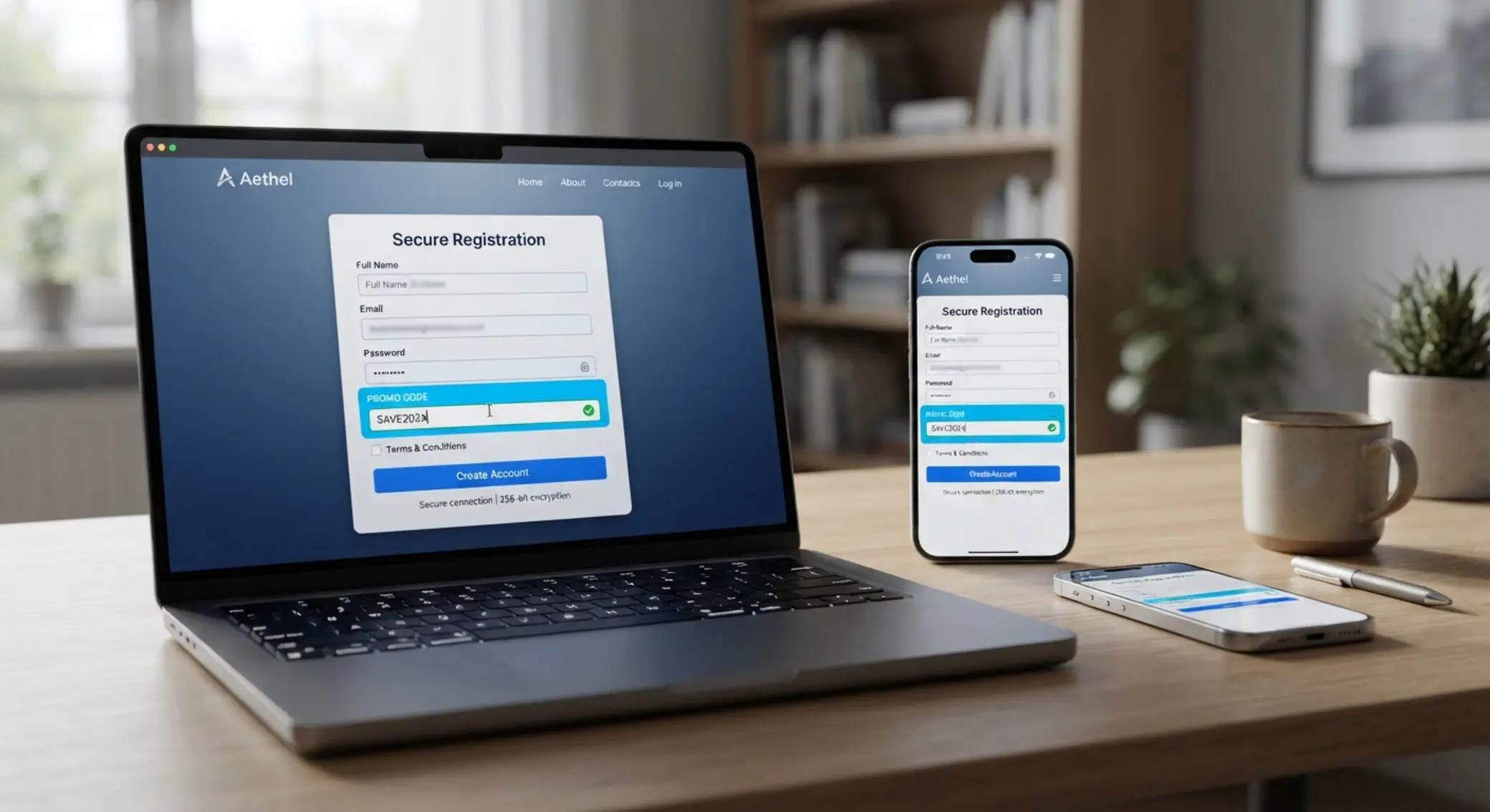 Registrační formulář s polem pro bonusový kód