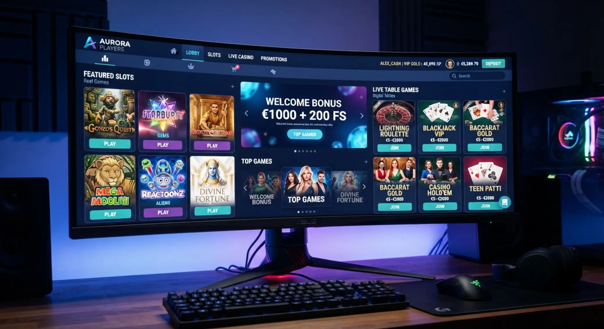 Lobby online casina se sloty a stolními hrami