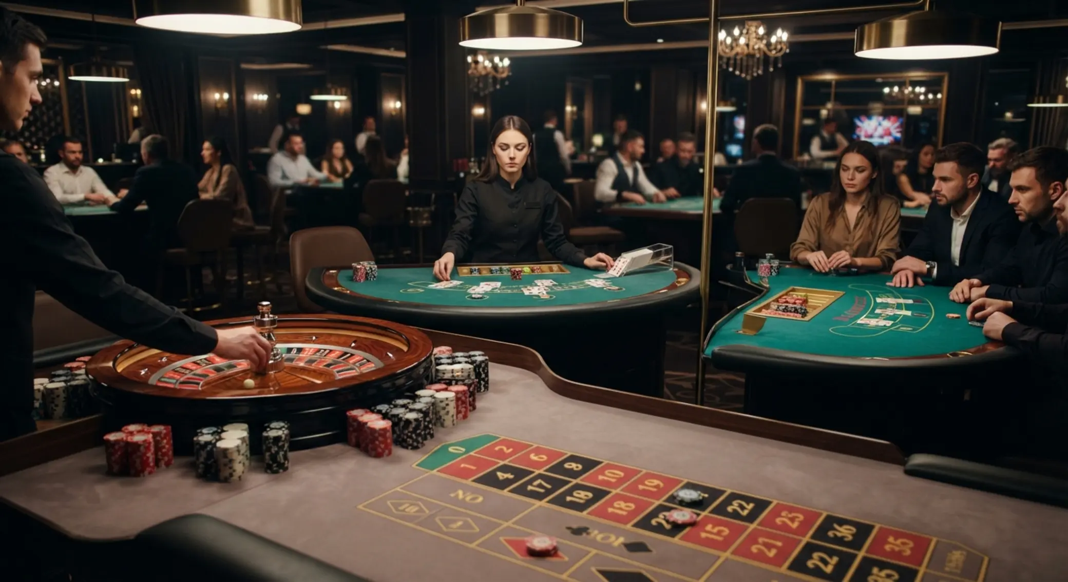 Kompozice rulety, blackjacku a karetních her ve live studiu