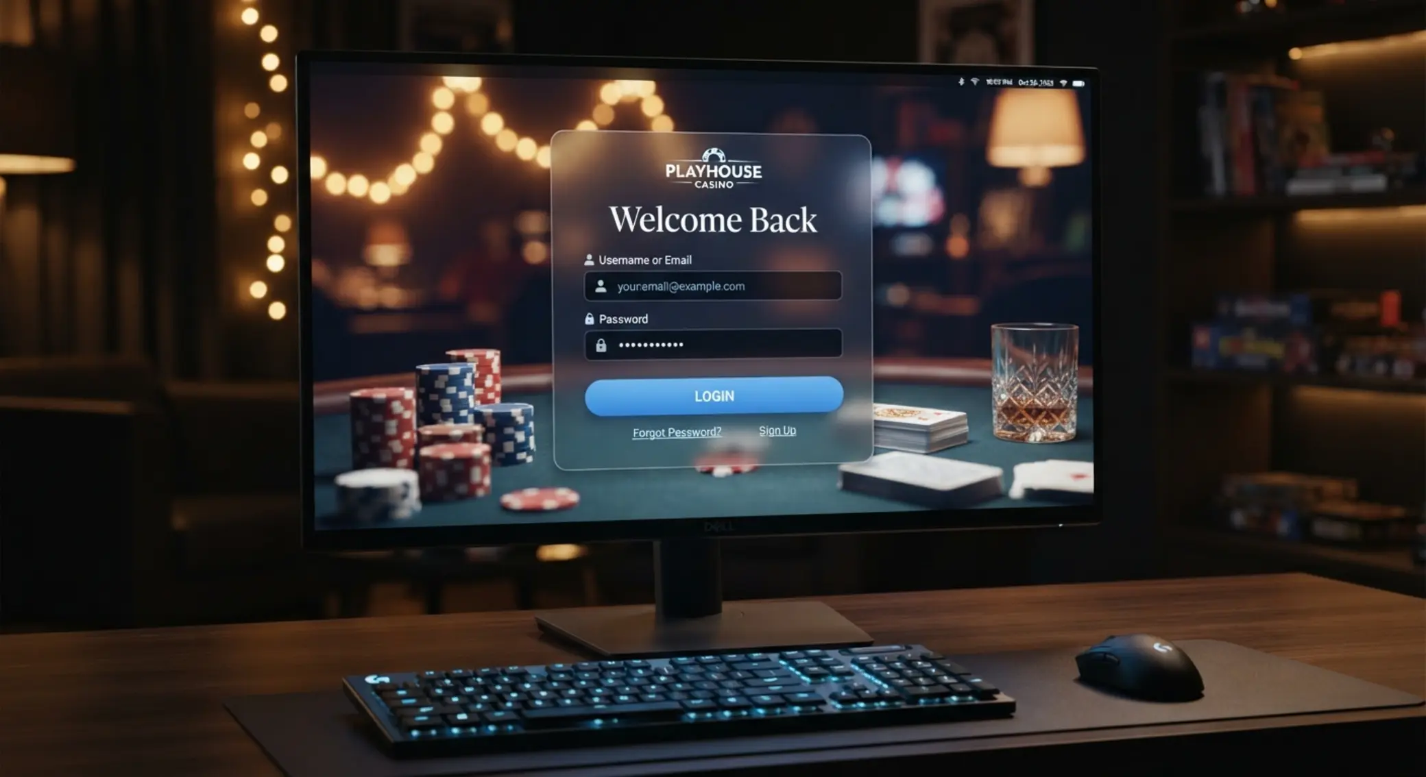 Přihlašovací formulář online účtu na desktopu