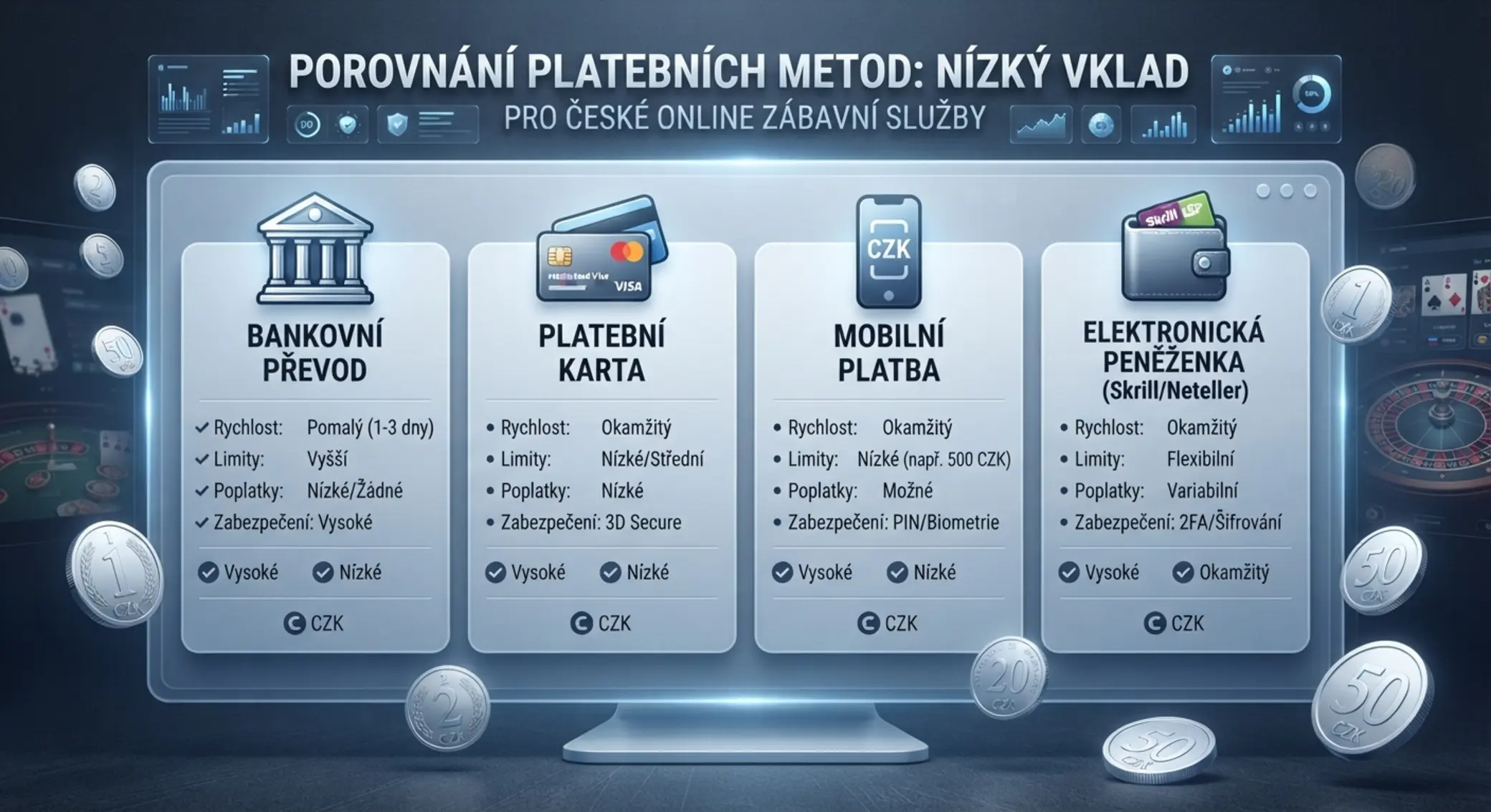 Přehled platebních metod pro nízký vklad